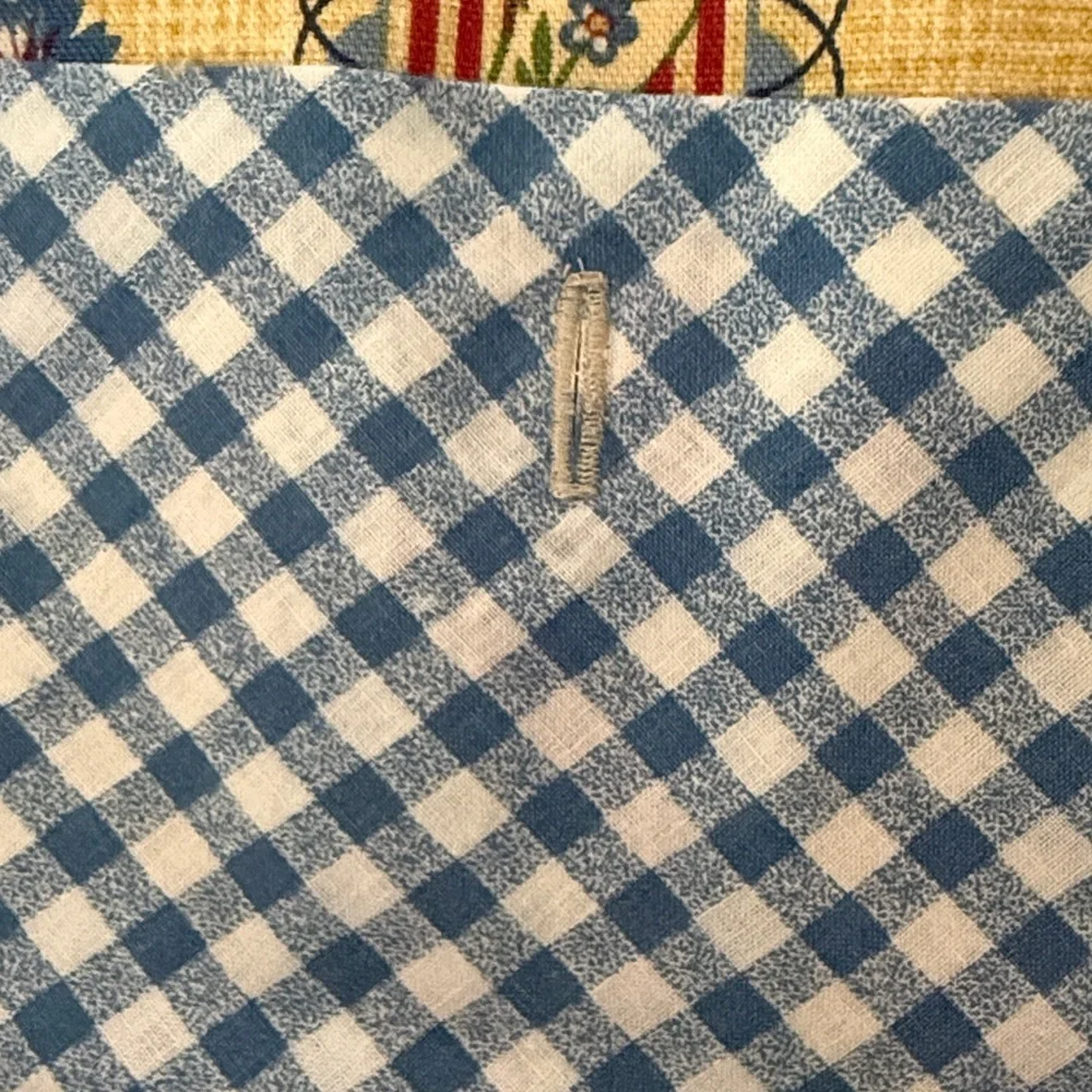NWOT custom shower curtain, cotton French country print, 99” wide by 70” long.